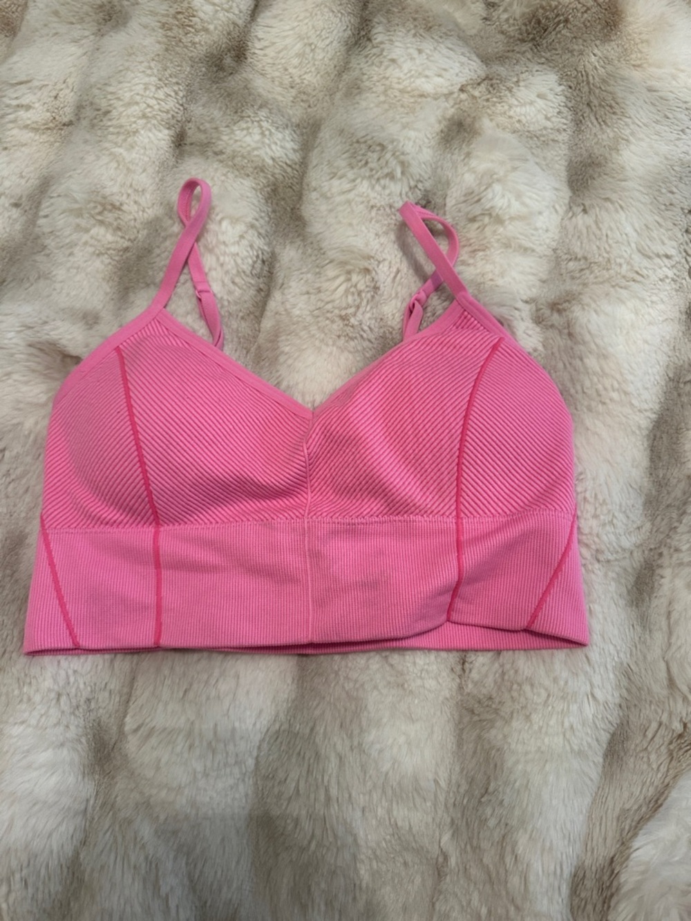 aerie Hot Pink Ribbed Longline Bralette